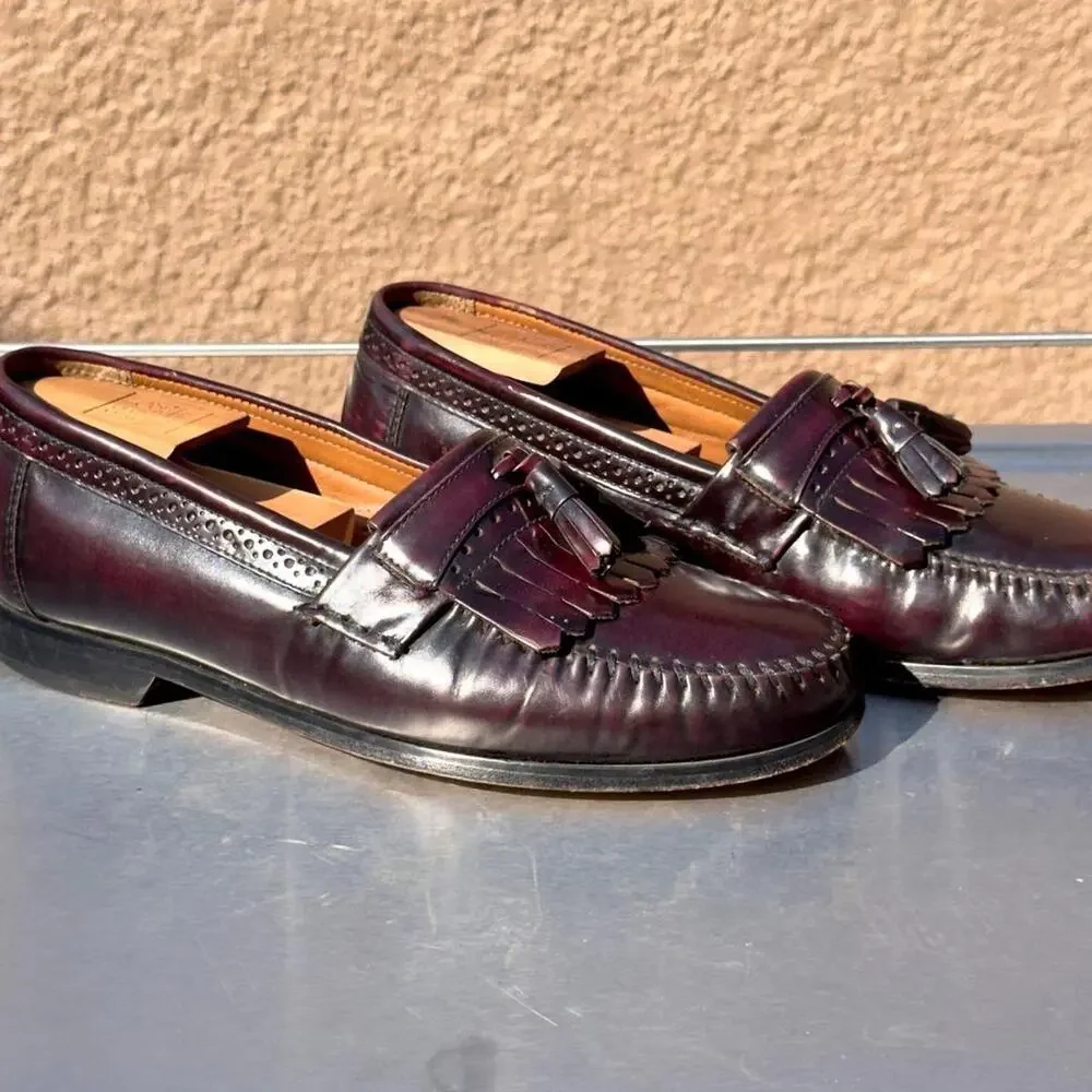G.H. Bass Co. Burgundy Leather Loafers with Tassel - Size 9D